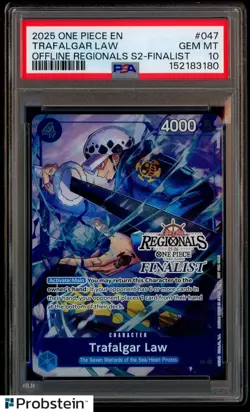 2025 ONE PIECE OFFLINE REGIONALS FINALIST OP07-047 TRAFALGAR LAW PROMO PSA 10 - Image 1