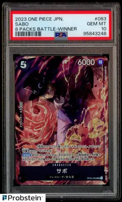 2023 One Piece Japanese 8 Packs Battle Winner #083 Sabo PSA 10 GEM MINT - Image 1