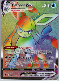 Glaceon VMAX (Secret) 208/203 SWSH07: Evolving Skies - Pokemon Card - NM - Image 1