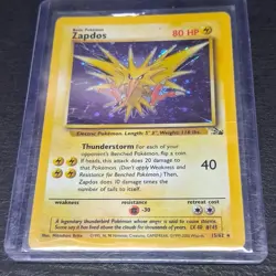 Pokemon Zapdos 15/62 Fossil Holo Rare Unlimited Basic 80 HP 1999 Card - Image 1