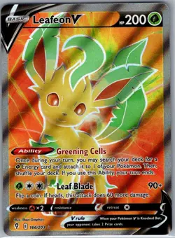 Leafeon V (Full Art) 166/203 SWSH07: Evolving Skies - Pokemon Card - NM - Image 1