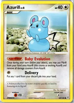 Pokemon Card - Azurill 69/130 Diamond & Pearl 2007 Common Heavily Played - Image 1