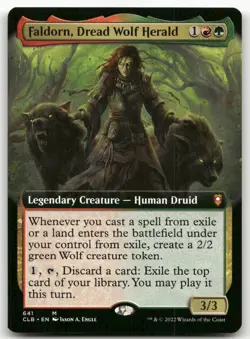 Faldorn, Dread Wolf Herald (Extended Art) #641 (NM) Baldur's Gate CLB Magic MTG - Image 1