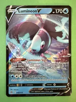 Lumineon V 040/172 Brilliant Stars Ultra Rare Pokemon Card NM/MINT - Image 1
