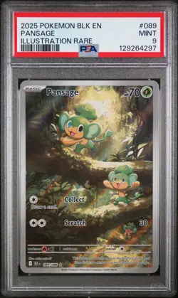 PANSAGE #089 ILLUSTRATION RARE 2025 POKEMON BLK EN BLACK BOLT PSA 9 MINT - Image 1