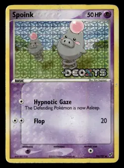 Spoink 76/107 Common Deoxys Pokemon Reverse Holo Heavily Played - Image 1