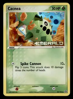 Cacnea 44/106 Common Emerald Pokemon Reverse Holo Lightly Played - Image 1
