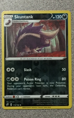 POKEMON - SKUNTANK 115/192 - REBEL CLASH - UNCOMMON - REVERSE HOLO FOIL - LP - Image 1