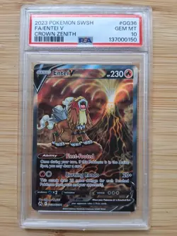 Entei V GG36/GG70 PSA 10 SWSH Crown Zenith Pokemon - Image 1