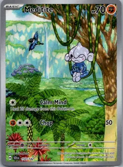 Meditite 153/142 Illustration Rare Stellar Crown Pokemon Holo Near Mint - Image 1