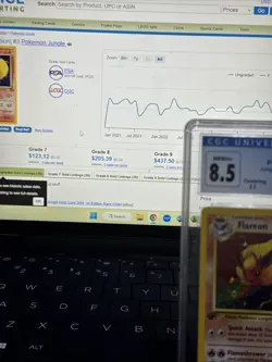 1999 Pokemon Flareon Jungle 1st Edition Holo CGC Blue Label 8.5 Graded - Image 3