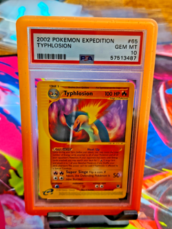 2002 POKEMON EXPEDITION #65 TYPHLOSION PSA 10 with guard - Image 1