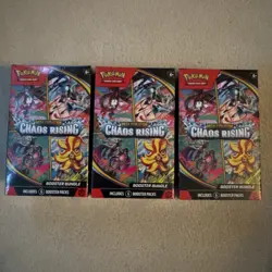3x Pokemon TCG ME04 Chaos Rising Booster Bundle Factory Sealed In Hand - Image 1