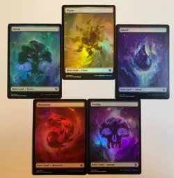 1x - Theros Beyond Death basic lands (5 Card Set) MTG Magic full FOIL set - Image 1