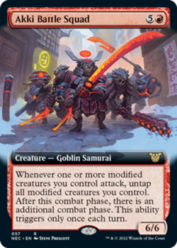 MTG Akki Battle Squad - Extended Art, NM-Mint, English Commander: Kamigawa: Neon - Image 1