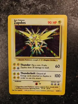VTG 1999 Pokemon TCG Zapdos Base Set Holo 16/102 LP WOTC Rare Card - Image 1