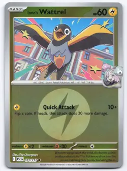 Pokemon TCG Iono's Wattrel 071/217 Energy Symbol Reverse Holo Ascended Heroes NM - Image 1