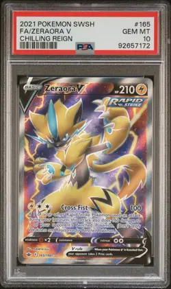 PSA 10 GEM MT - ZERAORA V FULL ART 165 POKEMON CHILLING REIGN 2021 - Image 1