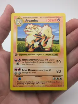 1999 Pokemon Base Set 1st Edition Shadowless #23 ARCANINE - Image 1