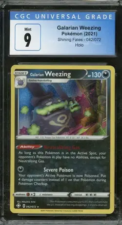 2021 Pokemon Shining Fates 042/072 Galarian Weezing Holo CGC 9 Mint - Image 1