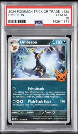 2024 POKEMON TRICK OR TRADE #130 UMBREON PSA 10 (LOW POP 147) - Image 1