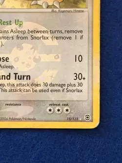 Snorlax 15/112 Reverse Holofoil Rare 2004 EX-FRLG Damaged - Image 4