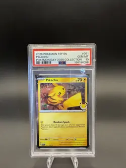 Pokemon TCG 2026 Pokemon Day Collection#051 Pikachu TEF PSA 10 💎 Swirl 🌀LowPop - Image 4
