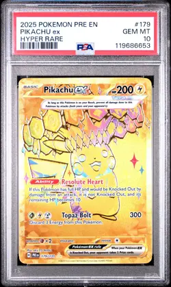 2025 POKEMON PRE EN-PRISMATIC EVOLUTIONS HYPER RARE #179 PIKACHU EX PSA 10 - Image 1