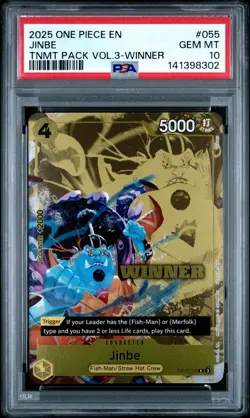 2025 ONE PIECE TOURNAMENT PACK VOL.3 055 JINBE WINNER PSA 10 GEM MINT - Image 1
