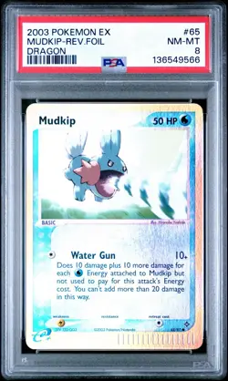 Pokemon Card 2003 Mudkip EX Dragon Reverse Holo #65 PSA 8 NM-MINT LOW POP 65 - Image 1
