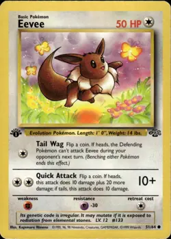 Eevee Common Jungle 51/64 Colorless 1st Edition Pokemon Card - Image 1