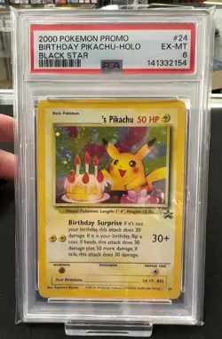 PSA 6 2000 Pokemon Black Star #24 Birthday Pikachu Promo HOLO - Image 1