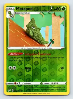 Metapod 002/192 Uncommon Rebel Clash Pokemon Reverse Holo Lightly Played - Image 1