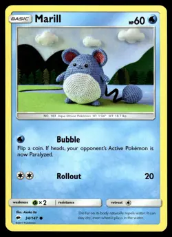 Marill 34/147 Common Burning Shadows Pokemon Asako Ito NM - Image 1