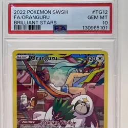 2022 POKEMON SWORD & SHIELD BRILLIANT STARS #TG12 FULL ART/ORANGURU - PSA 10 - Image 2