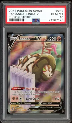 Sandaconda V Full Art PSA 10 - 2021 Pokemon Sword & Shield Fusion Strike #252 - Image 1