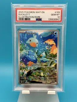 Ducklett 109/086 - Pokemon White Flare Illustration Rare - PSA 10, Low Pop - Image 1