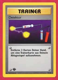 Item Finder Detektor Trainer 1st Ed. Base Set German 74/102 Pokemon - MP - Image 1