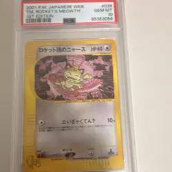 PSA 10 2001 Pokemon Web Team Rocket's Meowth 1st Edition 039 Holo Japanese - Image 1