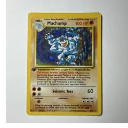 Pokemon TCG Machamp Base Set first edit iHolo Rare 8/102 100 HP 1999 English - Image 1