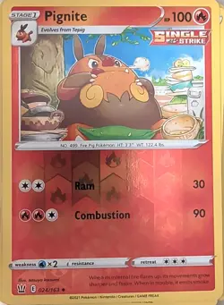 Pignite 024/163 Uncommon Battle Styles Pokemon Reverse Holo Near Mint - Image 1