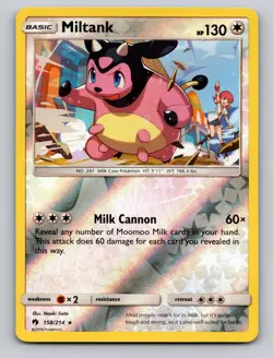 Miltank 158/214 Rare Lost Thunder Pokemon Reverse Holo NM - Image 1