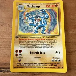 Pokemon TCG Machamp Holo Rare 1st Edition 8/102 - excellent condition (LP to NM) - Image 1