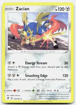 Zacian Rare Rebel Clash 139/192 NM/M Pokemon - Image 1