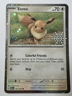 EEVEE 133/165 Pokemon TCG Holiday Calendar 2025 Festive Stamp PAW SWIRL - Image 1