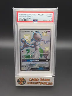 2019 Pokemon SM Hidden Fates Mewtwo GX #SV59/SV94 PSA 9 - Image 1
