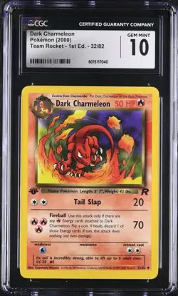 CGC 10 GEM MINT Dark Charmeleon Team Rocket 1st Edition 32/82 Pokemon - Image 1