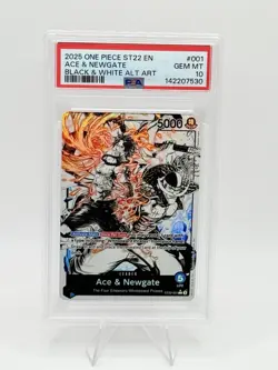 One Piece St22-002 English Ace & Newgate Black White Alt Art PSA 10 - Image 1