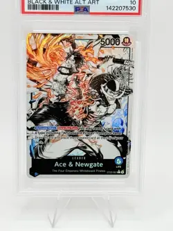 One Piece St22-002 English Ace & Newgate Black White Alt Art PSA 10 - Image 2