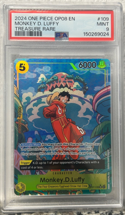 2024 One Piece OP08 Monkey D Luffy Treasure Rare #109 PSA 9 - Image 1